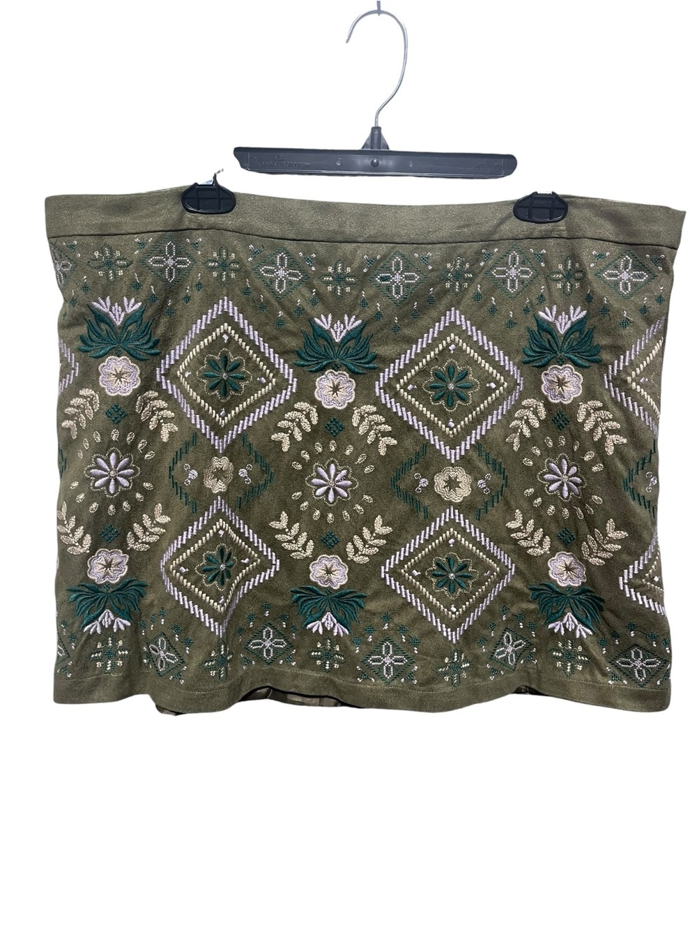Savanna Jane Embroidered Olive Green Mini Skirt – Women’s 1X - Picture 2 of 5